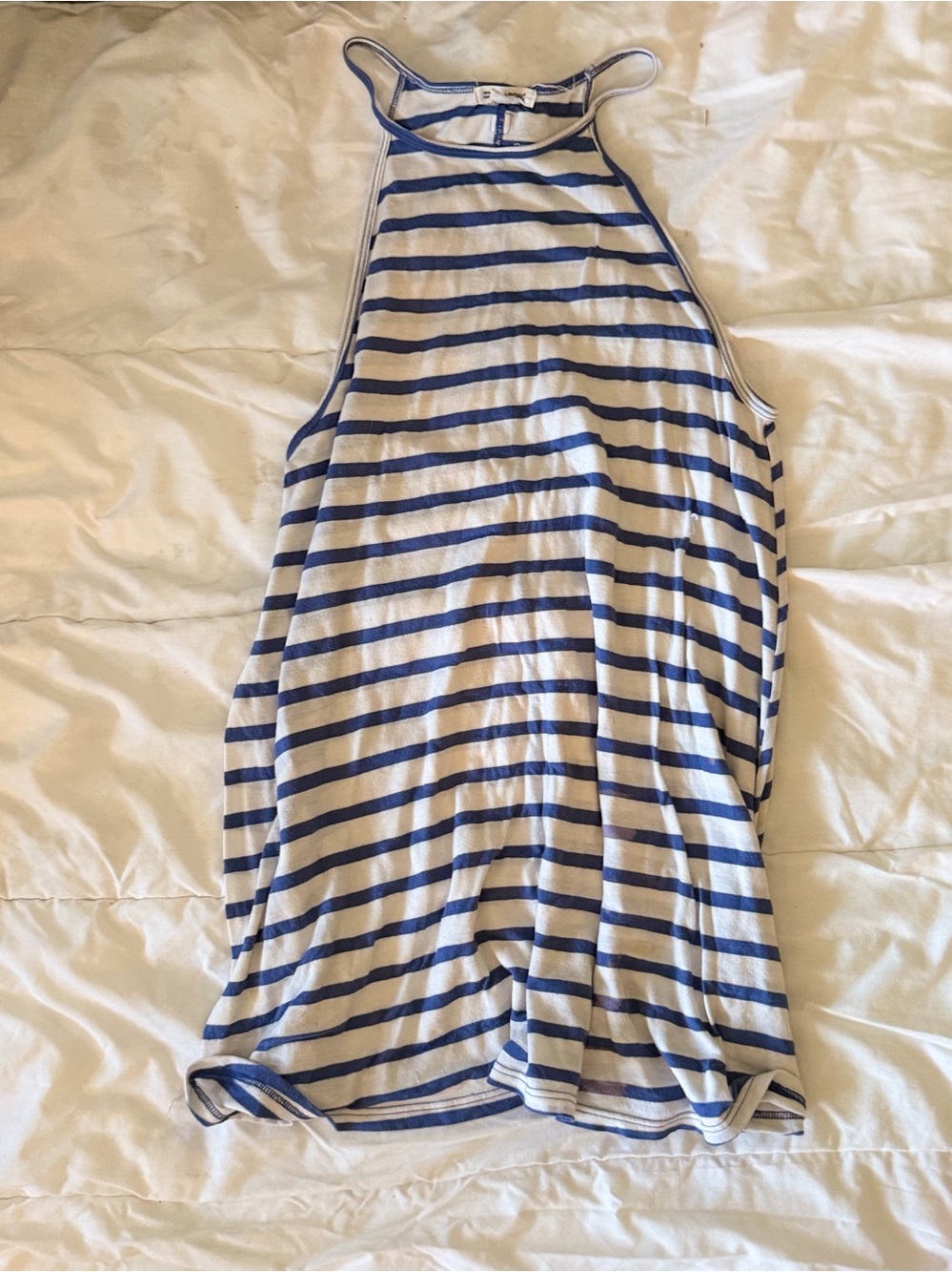 Billabong Blue and White Striped High-Neck Tank
